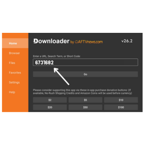 Entering code in Downloader